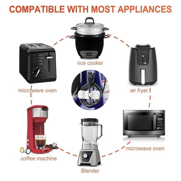 6 Pack Cord Organizer for Kitchen Appliances, Adhesive Cord Holder - Picture 3 of 4